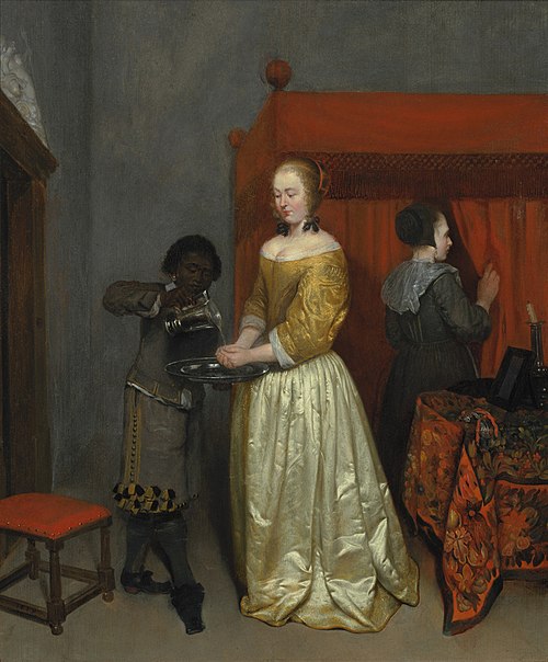 A Lady Washing her Hands, 1657, Caspar Netscher