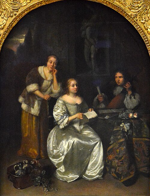 Company playing music on a terrace, 1675, Caspar Netscher