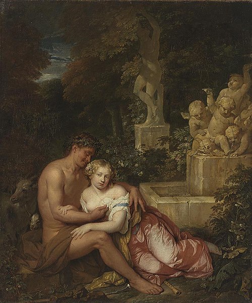 Pastoral scene, 1681, Caspar Netscher