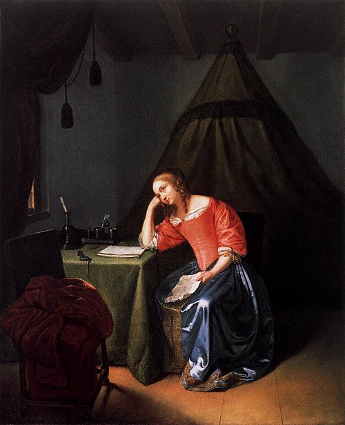 Young Girl Holding a Letter, 1665, Caspar Netscher