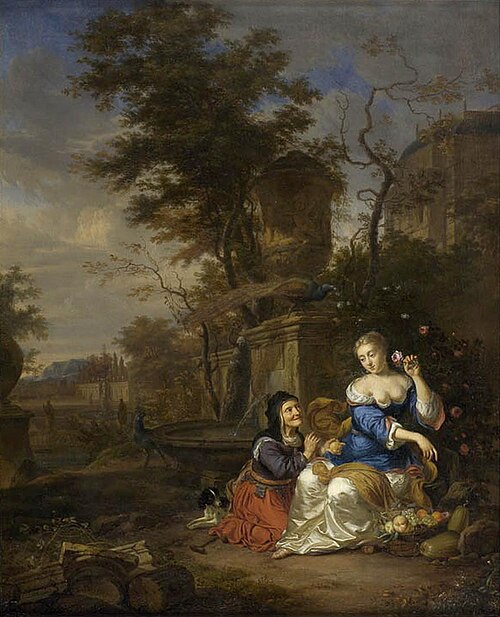 Vertumnus and Pomona in a Garden, 1681, Caspar Netscher