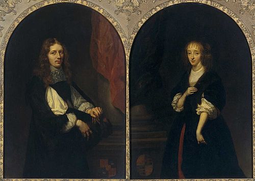 Pendant portretten van Pieter de Graeff (1638-1707) en van zijn echtgenote Jacoba Bicker (1640-1695), 1663, Caspar Netscher