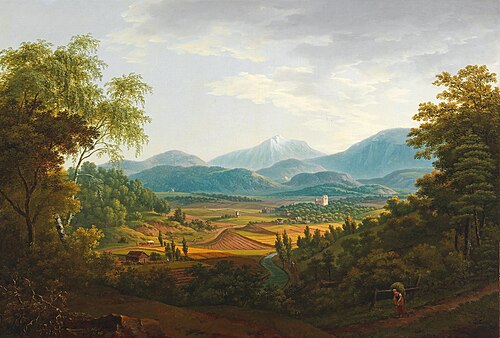 Open Landscape with View of the Carpathians, 1816, Franz Scheyerer