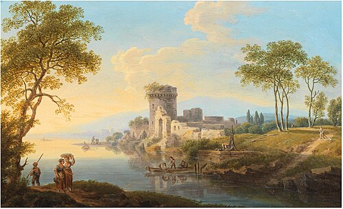 River Landscape with Ruins on the Bank, , Franz Scheyerer