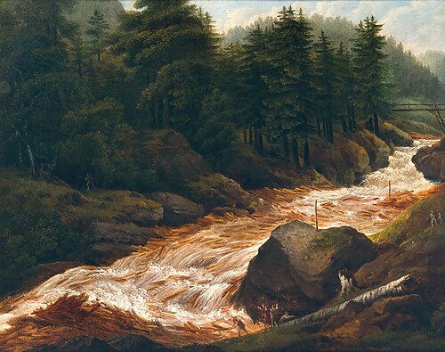 Loggers at a Mountain Torrent, 1837, Franz Scheyerer