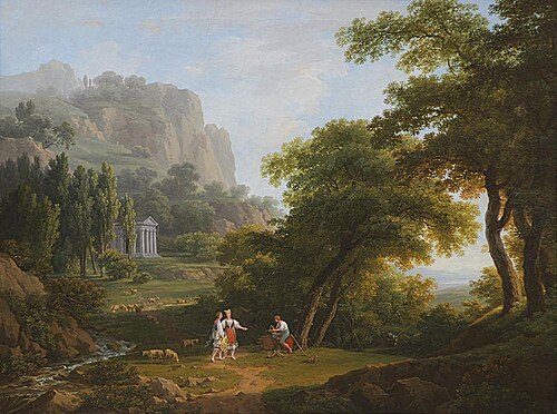 Italian landscape with shepherdesses, 1810, Franz Scheyerer
