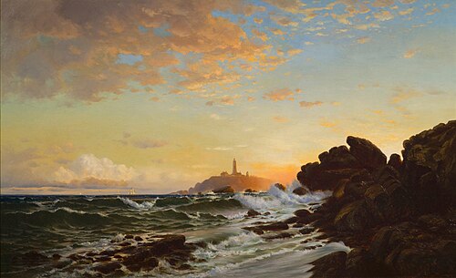 Lighthouse at Sunset, 1878, Francis A. Silva