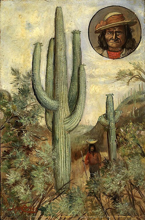 Cactus Landscape with Portrait of Geronimo, 1897, Henry H. Cross