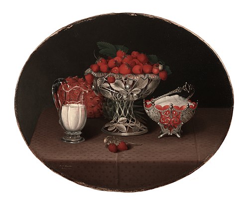 Still Life with Strawberries, 1863, Hannah Brown Skeele