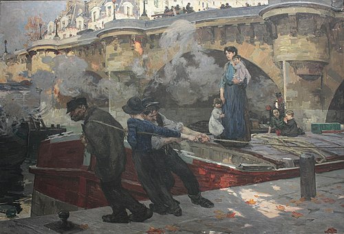 Mariniers au Pont Neuf à Paris, 1910, Jules Eugene Pages