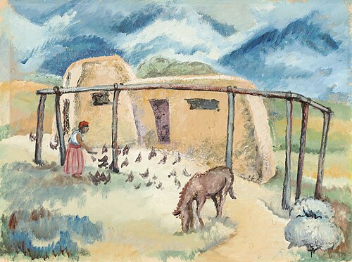 Chicken Yard--Taos, 1940, Ellen Donovan