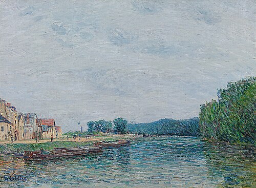 Barques, quai du Pothuis à Pontoise, 1903, Gustave Loiseau