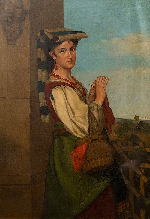 Maria Grazia Boni knitting, 1900, Filippo Indoni
