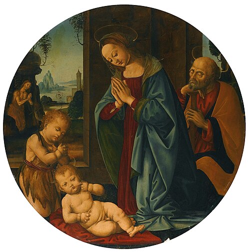 The Holy Family with St. John, and St. Onuphrius beyond, , Tommaso Lunetti