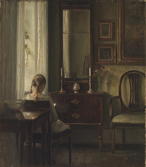 Interior with a Girl Reading, 1903, Carl Holsøe