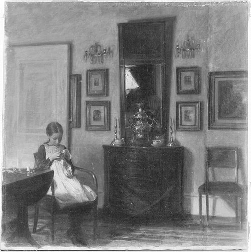 Interieur mit Mädchen, 1905, Carl Holsøe