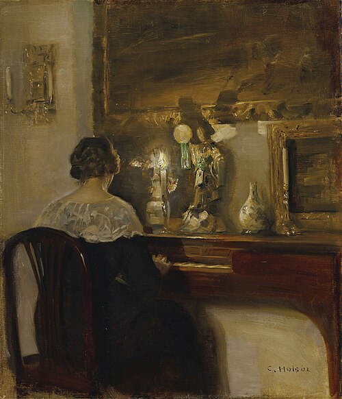 A Lady Playing the Spinet, 1908, Carl Holsøe
