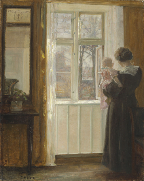 Interior with Mother and Child., 1881, Carl Holsøe