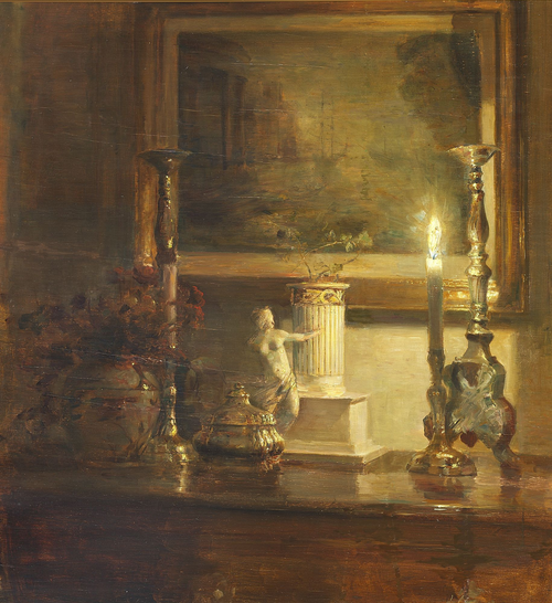 Interior from the artist's home., 1914, Carl Holsøe