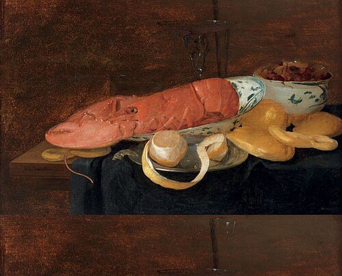 Still life with a lobster, 1650, Pieter van Overschee