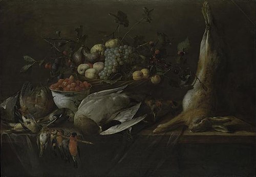 Still Life of Fruit and Game, 1645, Pieter van Overschee