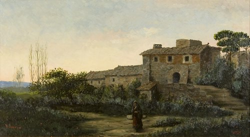 Rural Landscape with Farmhouse Figure, 1899, 