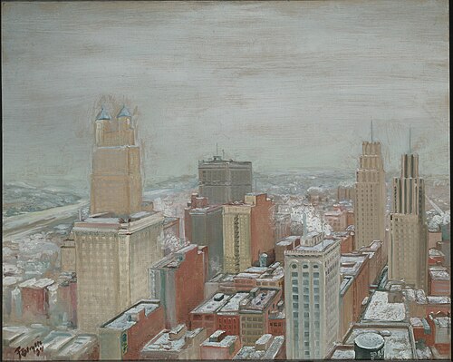 Downtown Kansas City in Winter, 1934, Fred Bergere