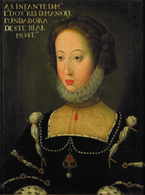 Retrato da fundadora, D. Maria, filha de D. Manuel I, no convento da Encarnacao, em Lisboa., 1540, Francisco de Holanda