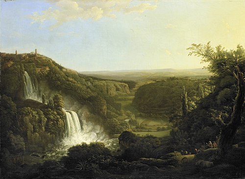 The Anio Valley with the Waterfalls of Tivoli, 1812, Cornelis Apostool