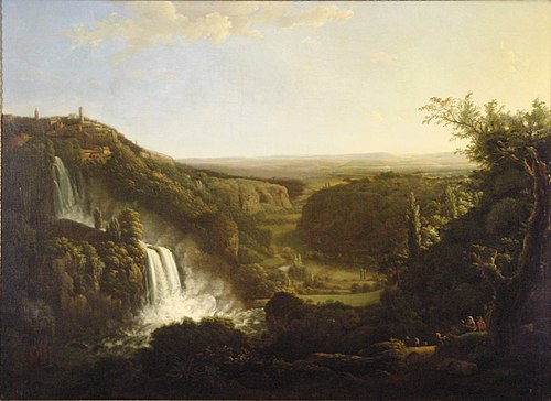 Het dal van de Anio met de watervallen van Tivoli, , Cornelis Apostool