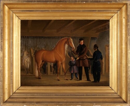 M.P.D. van Sytzama in de stal van Beslingastate te Friens, 1891, Douwe Hansma