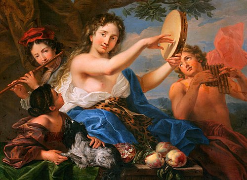 Baccchante Playing the Tambourin, 1718, Alexandre Ubelesqui