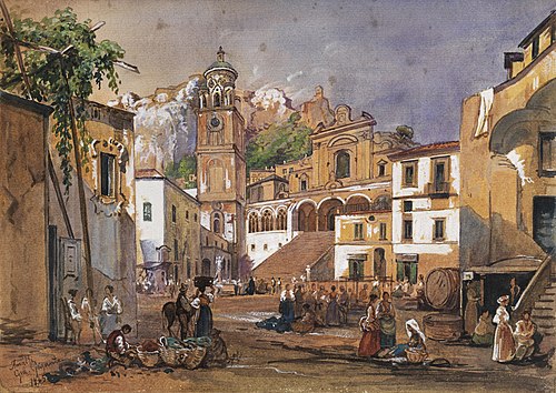 Market scene in Amalfi, 1845, Giacinto Gigante