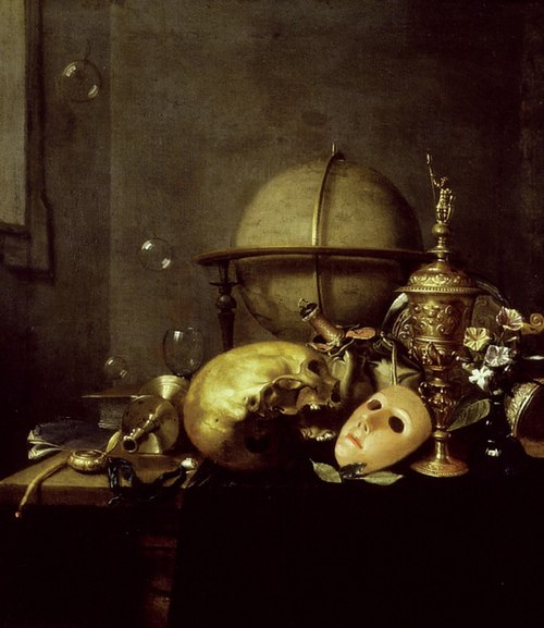 Vanitas still life with a mask, 1650, Hendrick Andriessen