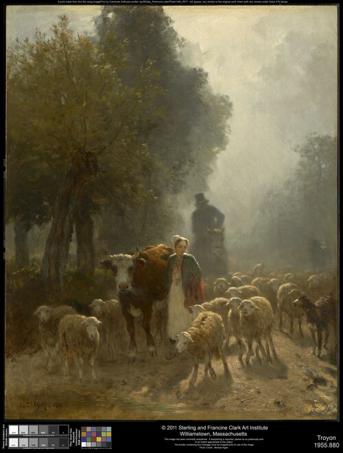 En route vers la marché, matin brumeux, 1851, Constant Troyon