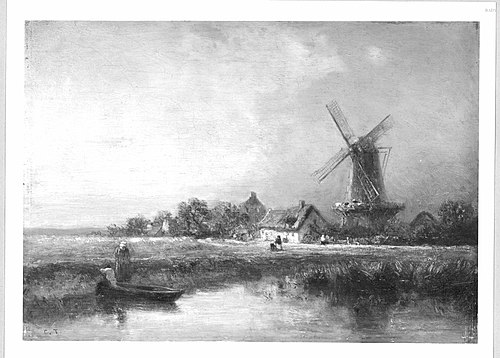Landscape with mill, 1835, Constant Troyon