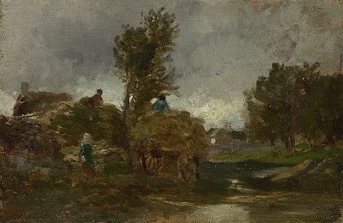 Landscape with haycart, 1845, Constant Troyon