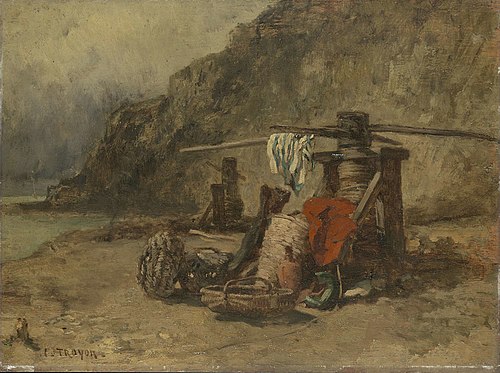 Strandgezicht met kaapstanders, 1852, Constant Troyon