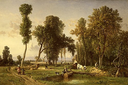 View at La Ferté-Saint-Aubin, near Orléans, 1837, Constant Troyon