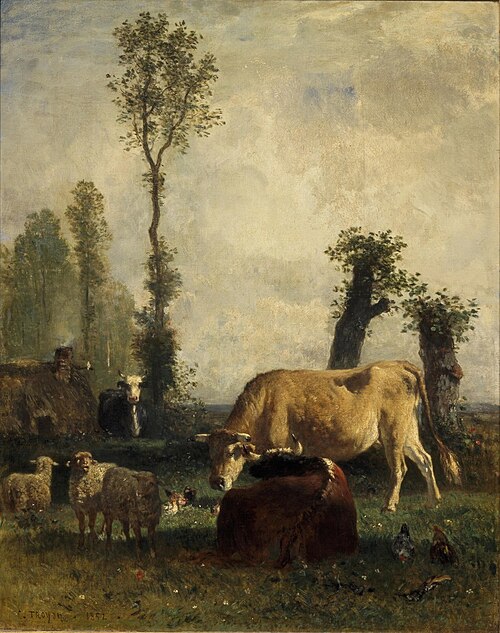 Vaches et moutons au paysage, 1852, Constant Troyon