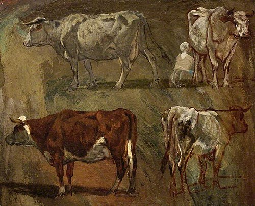 Quatre esquisses de vaches, , Constant Troyon