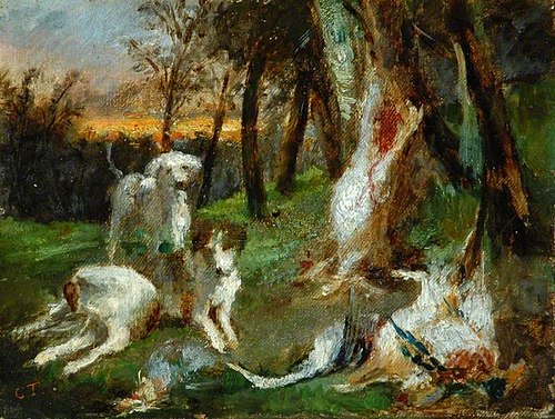 Wooded Landscape with Dogs and Dead Game, 1855, Constant Troyon