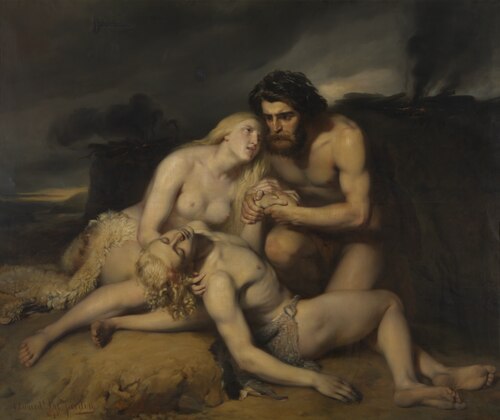 Adam and Eve Discover the Dead Body of Abel, 1843, Edward Dujardin