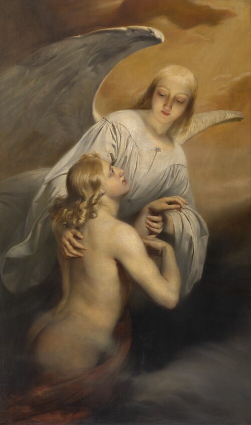 An Angel Brings the Dead Body of Abel to Heaven, 1843, Edward Dujardin