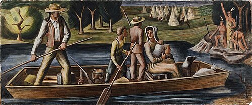 Chief Tuscumbia Greets Dickson Family (mural study, Tuscumbia, Georgia Post Office), 1939, Jack McMillen