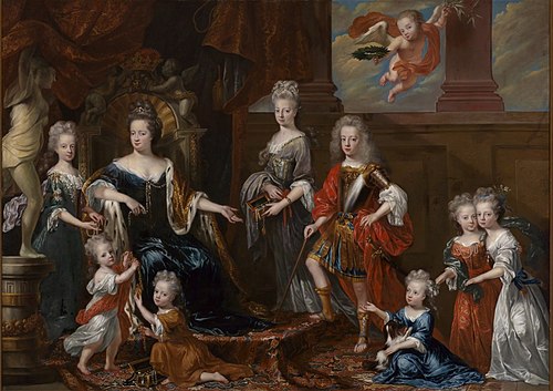 Group portrait of Henriette Amalia van Anhalt-Dessau (1666-1726) and her children, 1699, Lancelot Volders