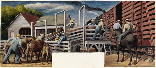 Loading Cattle (Study for Mural, Jackson, Missouri Post Office), 1941, James Baare Turnbull