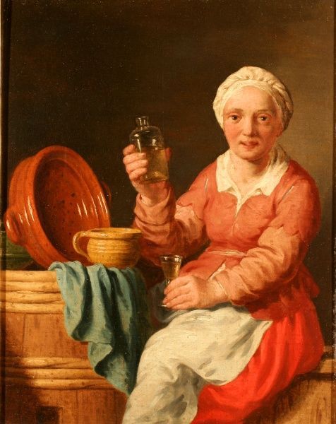 Woman drinking liqueur, 1750, Jean Joseph Verhaghen