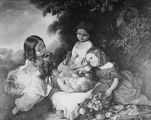 Children Playing in a Landscape, 1842, Johann Grund