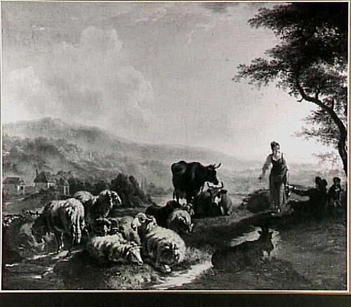 Rustende herders met schapen en vee, 1798, Balthasar Ommeganck